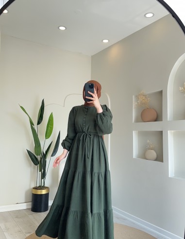 Hy24653 Müslin Düğmeli Elbise Kına...