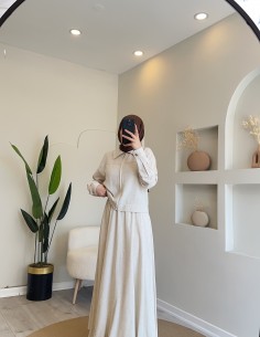 2760 Fermuarlı keten takım taş