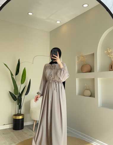 6169 Çift Düğmeli Ferace Elbise Taş