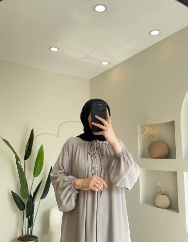 6169 Çift Düğmeli Ferace Elbise Taş