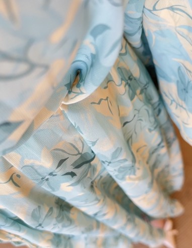 8249 Çiçekli Flora Elbise Su Yeşili