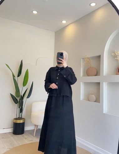 24305 Müslin Naturel Etek Takım Siyah