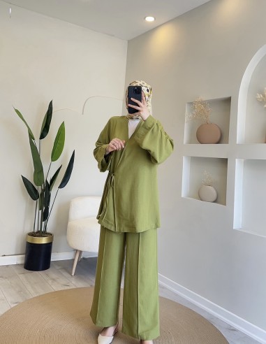 403 Yandan Bağlamalı Pantolonlu Takım...