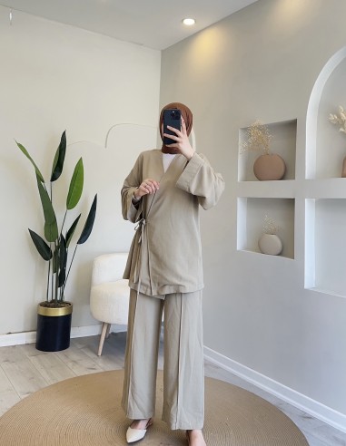 403 Yandan Bağlamalı Pantolonlu Takım...