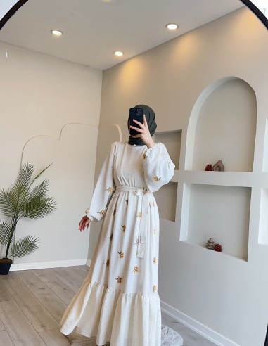 8689 Soft çiçek desen nakışlı elbise...