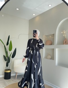 002 fırça desen elbise siyah 2