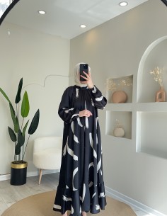 002 fırça desen elbise siyah