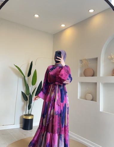 2862 lia tasarım elbise fuşya