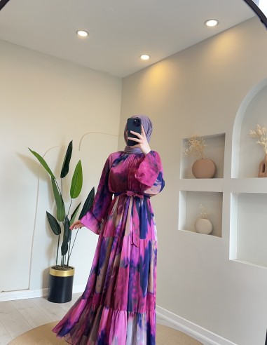 2862 lia tasarım elbise fuşya