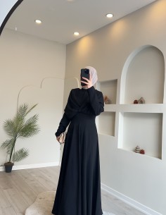 2183 krep abiye elbise siyah