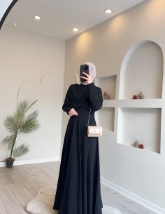 2183 krep abiye elbise siyah 2