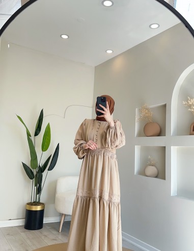 Hy24699 dantel detay elbise taş