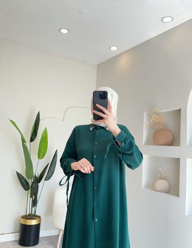 536 Yakası Taşlı Pantolonlu Takım Yeşil