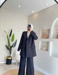 2546 Double Ceket Takım Siyah 2