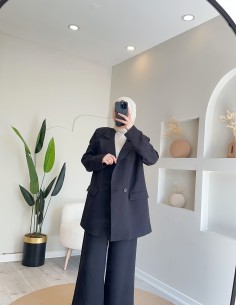 2546 Double Ceket Takım Siyah