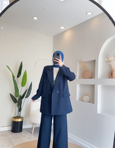 2546 Double Ceket Takım Lacivert