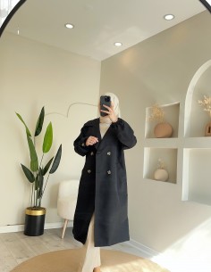 34567 Düğmeli trenç Siyah 2