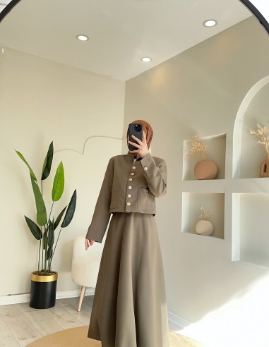 2850 Düğmeli Ceketli Takım haki