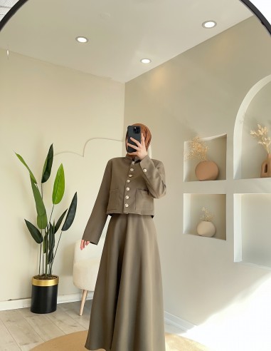 2850 Düğmeli Ceketli Takım haki