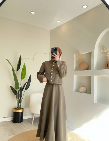 2850 Düğmeli Ceketli Takım haki