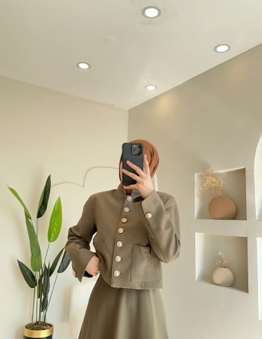 2850 Düğmeli Ceketli Takım haki