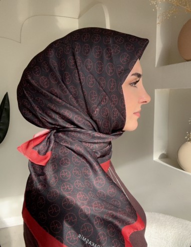 Moda Kaşmir - Pamuk Eşarp - SiyahKırmızı