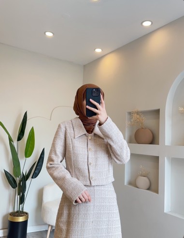 2884 Ceketli Tüvit Takım - Krem