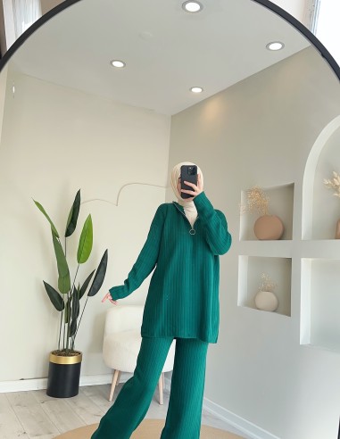 9017 triko pantolon takım yeşil