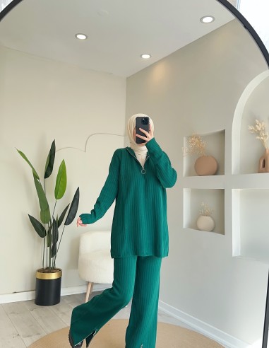 9017 triko pantolon takım yeşil