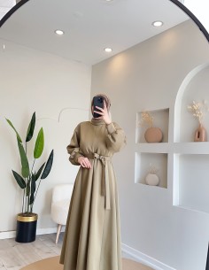 2907 scuba Kloş elbise Oliv... 2