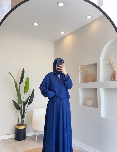 9156 Fermuar detaylı Etek takım -...