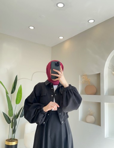 2877 çıtçıtlı etekli takım -siyah