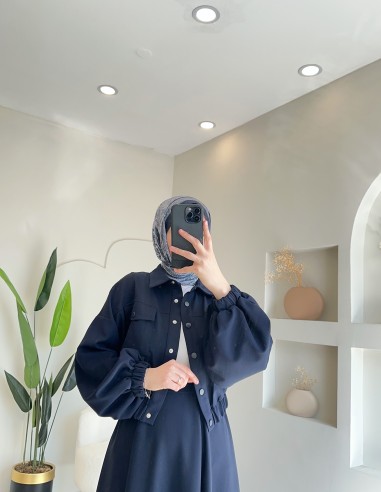 2877 çıtçıtlı etekli takım - lacivert