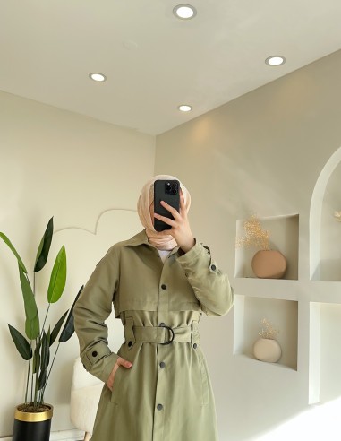 2212 tam boy trençkot -yeşil