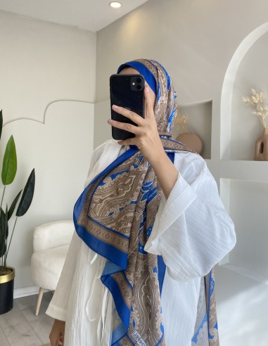 224 Etnik desen pamuk ipek şal - saks...