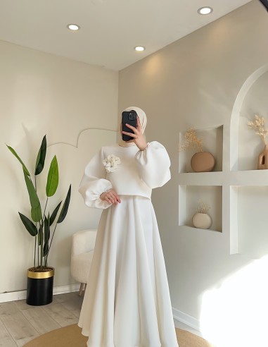 8312 Gül detaylı scuba takım - Beyaz