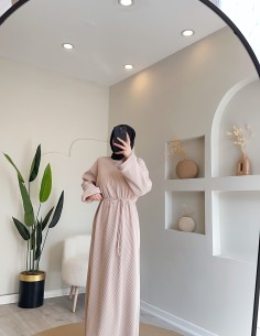 61512 Fitilli Örme Elbise -...