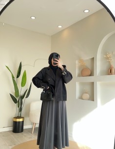 2881 Kısa Trenç - siyah 2