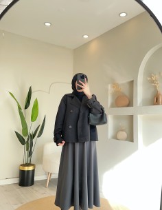 2881 Kısa Trenç - siyah