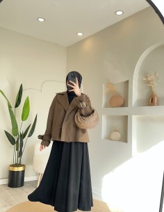 2881 Kısa Trenç - kahve