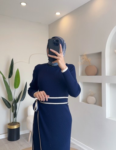 24890 iki parça triko elbise - lacivert