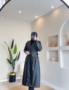 2273 deri trençkot -siyah 2