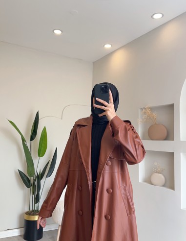 2273 deri trençkot - taba