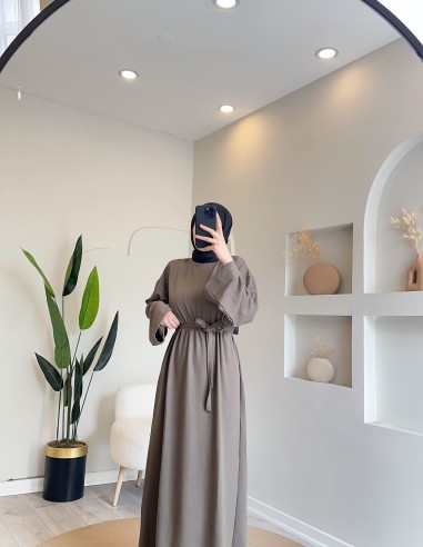 25071 oversize uzun pamuklu elbise -...