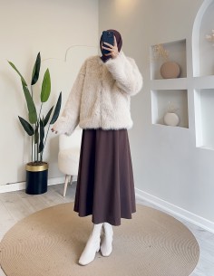 1268 peluş mont bej