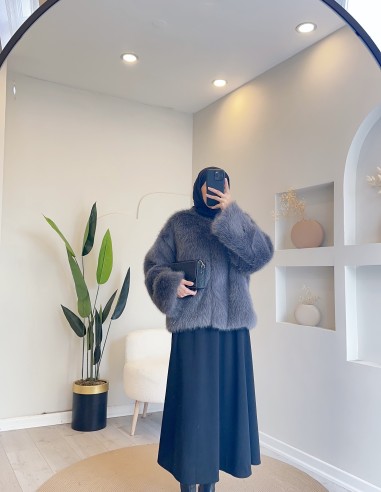 1268 peluş mont gri