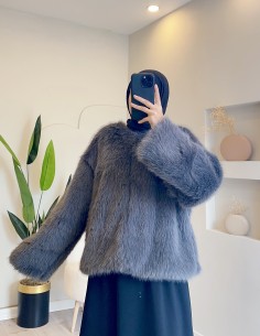 1268 peluş mont gri