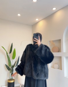 1268 peluş mont siyah