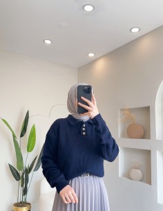 F-036 yakalı kazak - lacivert