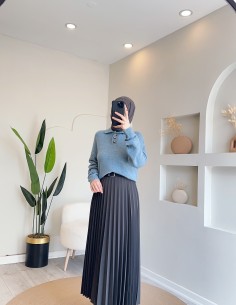 896 pliseli etek - koyu gri